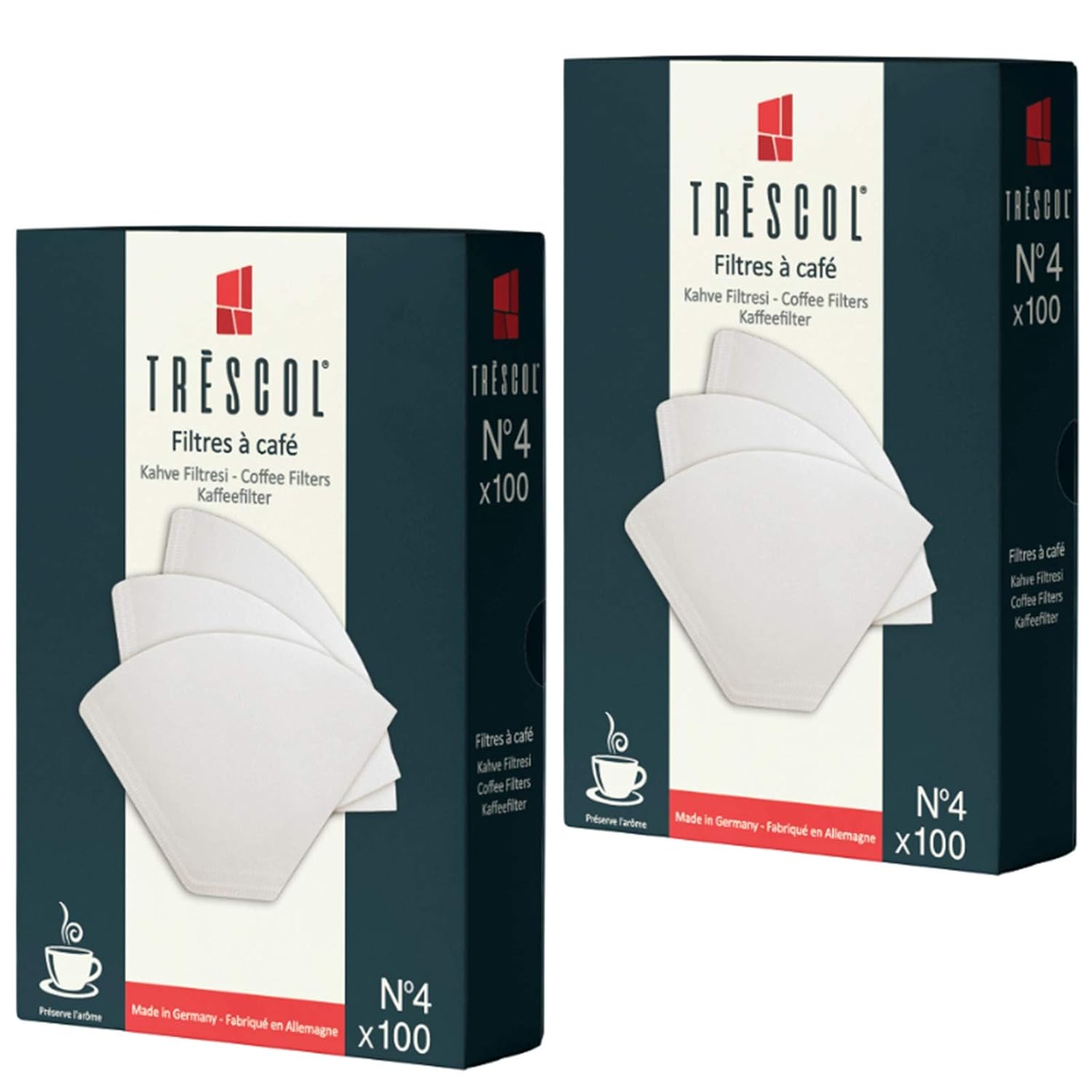 Trescol Kahve Filtresi 4 Numara (Büyük Boy) Beyaz Kağıt 2X100 200'lü Paket