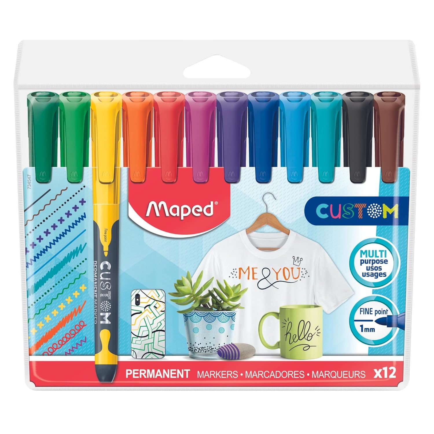 Maped 512511 Permanent Marker, Ince Uclu, Askili Paket 12'Li