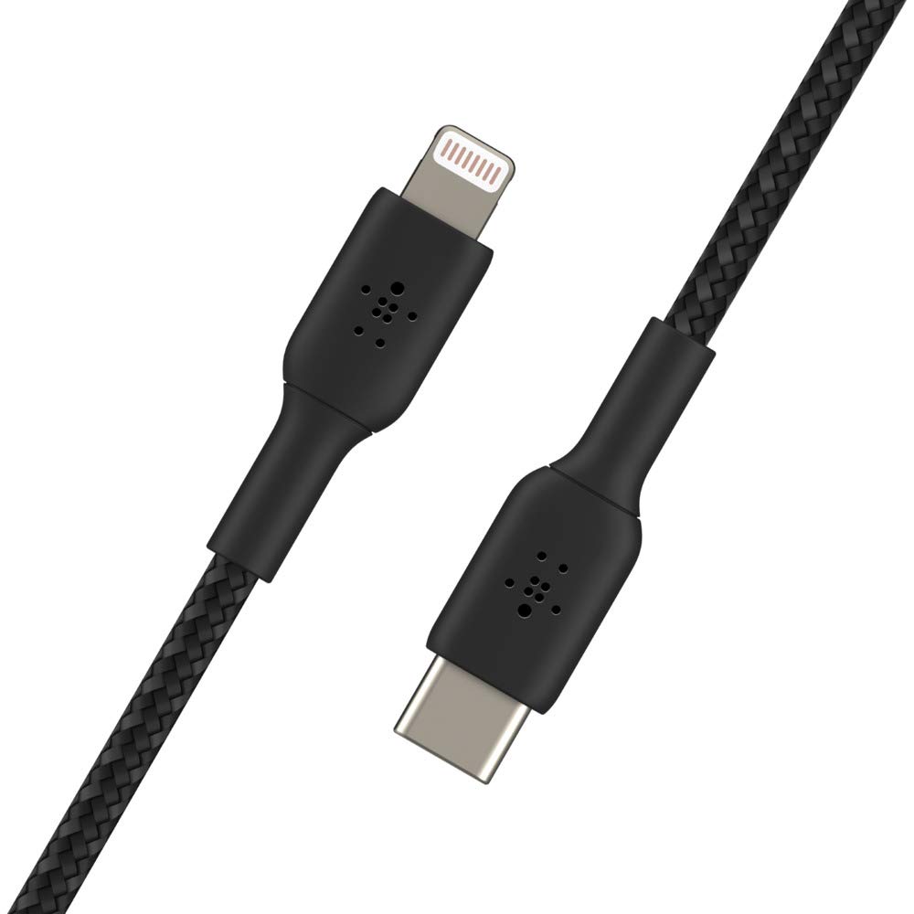 Belkin Örgülü USB-C - Lightning Kablosu (Hızlı Şarj Kablosu) Hızlı Şarj MFi Sertifikalı USB-C Kablosu (1m, Siyah)
