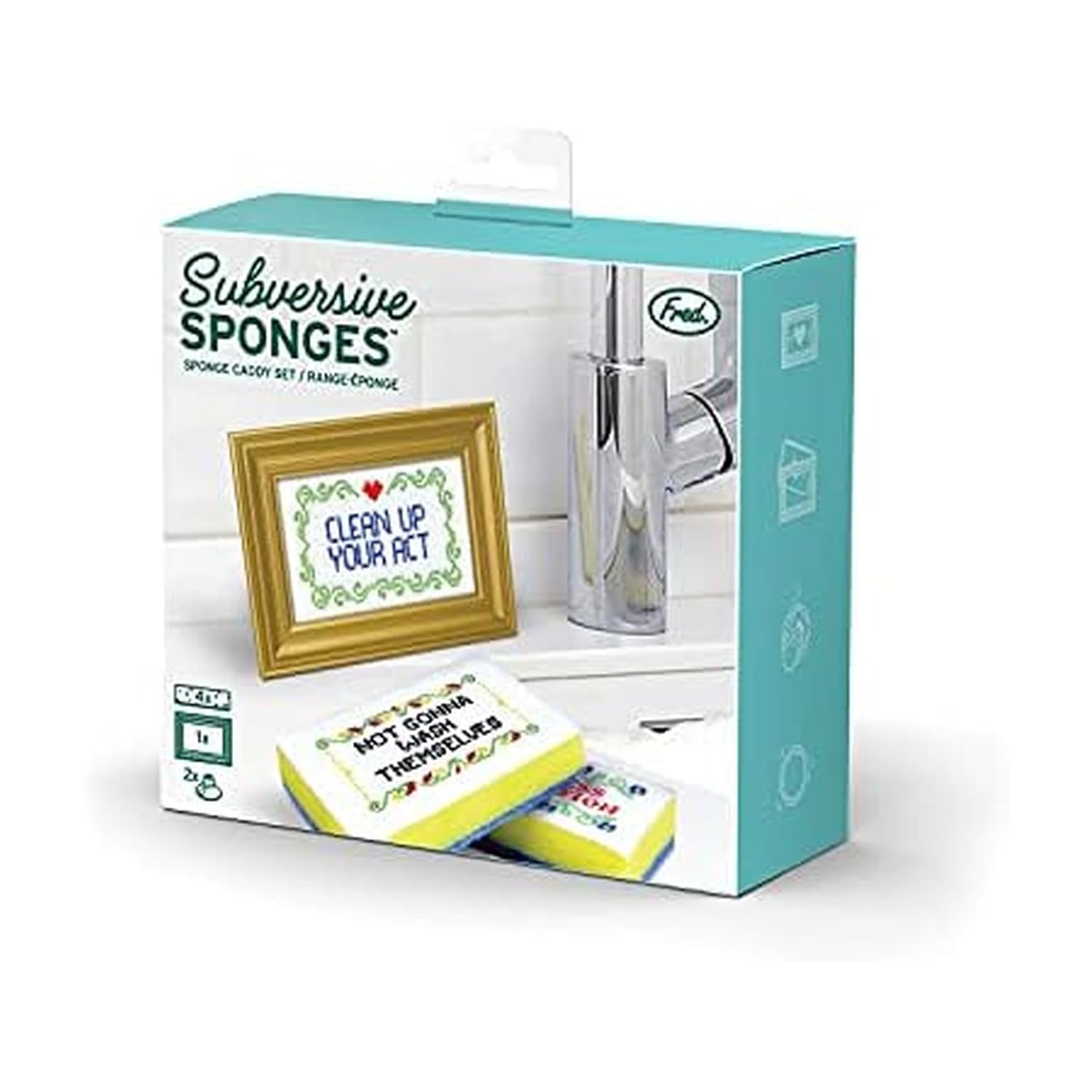 Fred Genuine Yıkıcı Süngerler, 4 Benzersiz İşlemeli, Muticolor İçerir