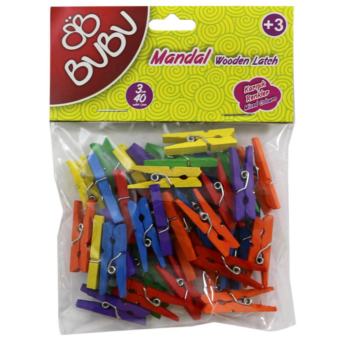 BU-BU MANDAL 3CM 40'LI RENKLİ