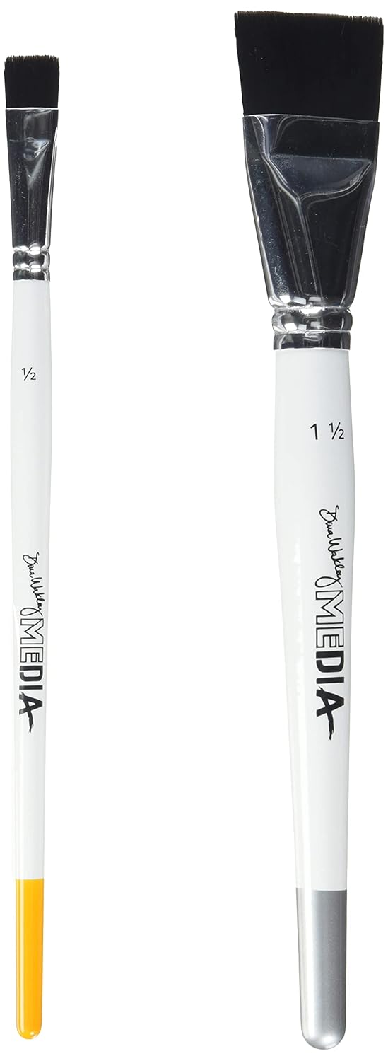 Dina Wakley Media MDA71136 medya fırçası, 2 adet, 1,9 cm, 3,8 cm ve 1,5 inç, tek boy