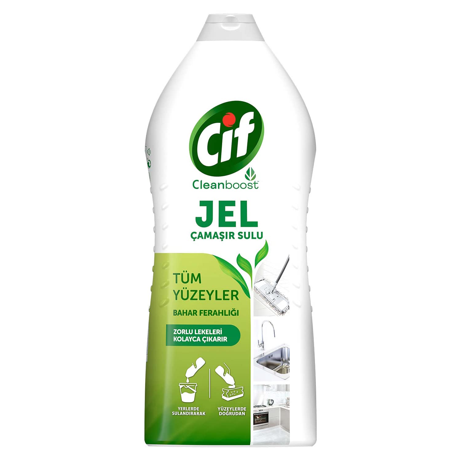 Cif Jel Yüzey Temizleyici Cleanboost Tüm Yüzeyler için Leke Çıkarıcı Çamaşır Sulu Bahar Ferahlığı 1500 ml