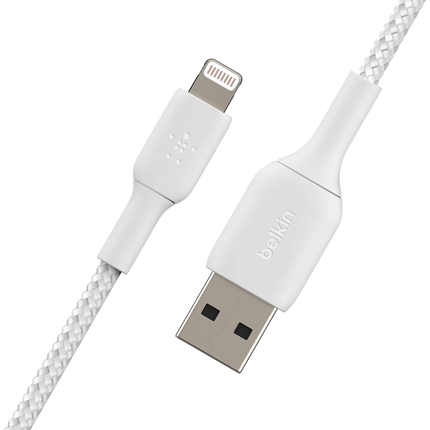 Belkin Örgülü Lightning Kablosu (iPhone, iPad, AirPod'lar için Boost Charge Lightning - USB Kablosu) MFi Sertifikalı iPhone Şarj Kablosu, Örgülü Lightning Kablosu (1 m, Beyaz)