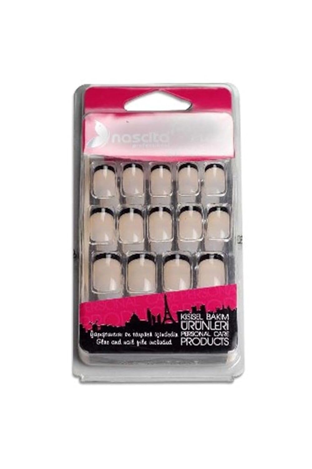 Nascita Şeffaf Siyah French Takma Tırnak (24'Lü)