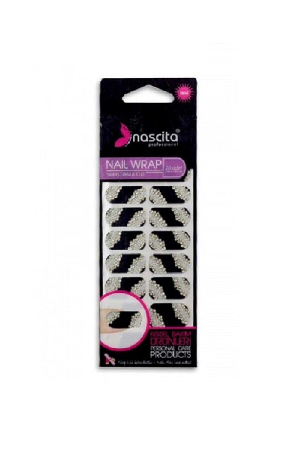 Nascita 20'Li Siyah - Gri Nokta Desenli Yapıştırma Oje -016