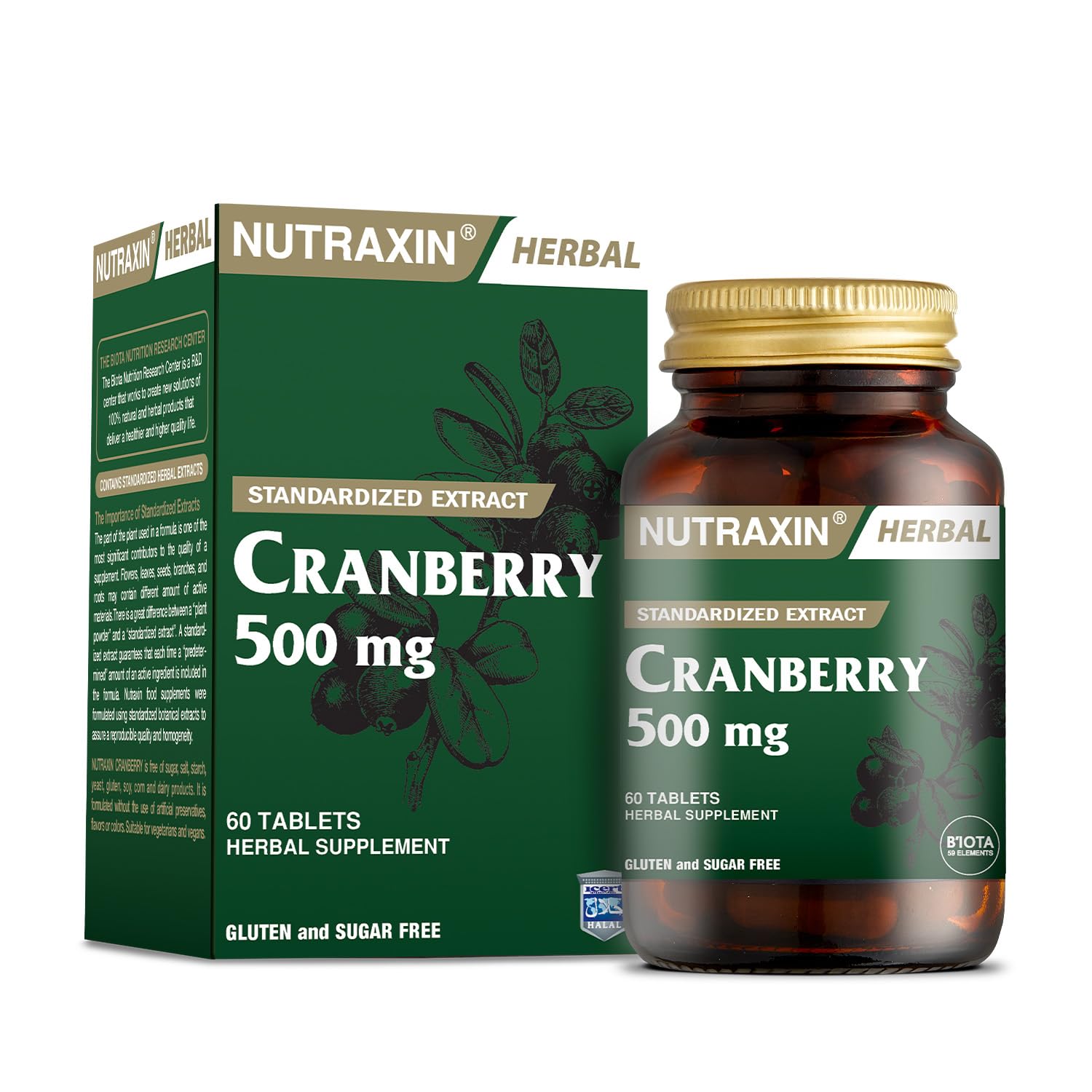 Nutraxin Herbal Cranberry 500 mg 60 Tablet Takviye Edici Gıda