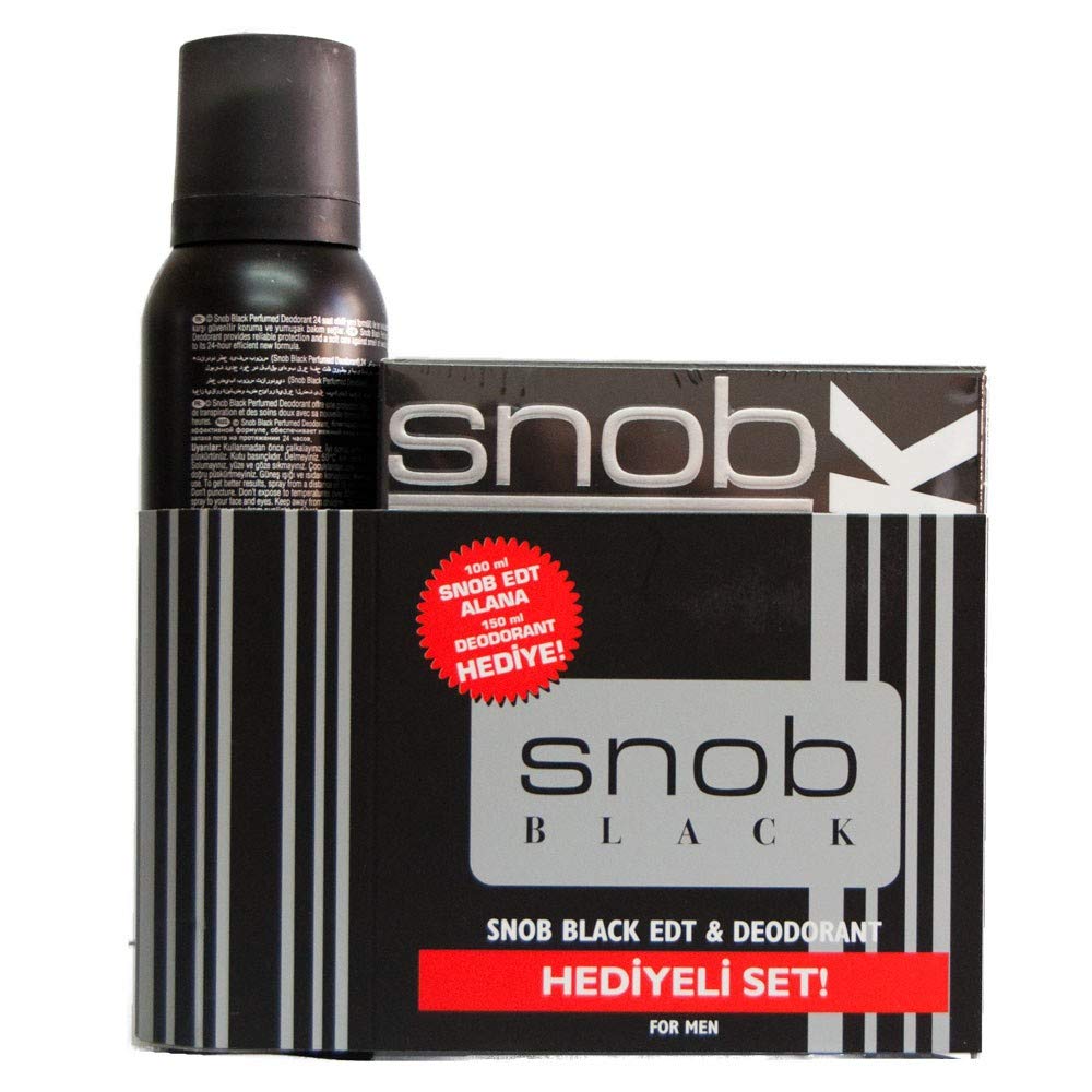 Snob Black EDT+Deodorant Gift Set, 250 ml