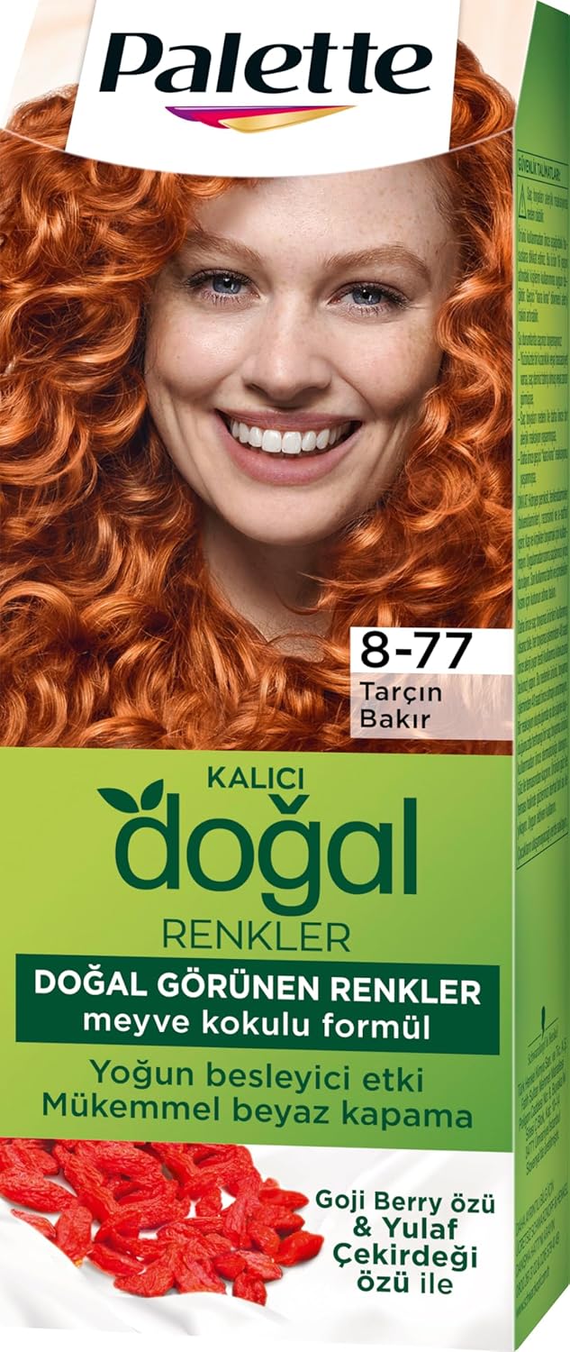 Palette Kalıcı Doğal Renkler 8-77 Tarçın Bakır Goji Berry Özü & Yulaf Çekirdeği Özlü Saç Boyası