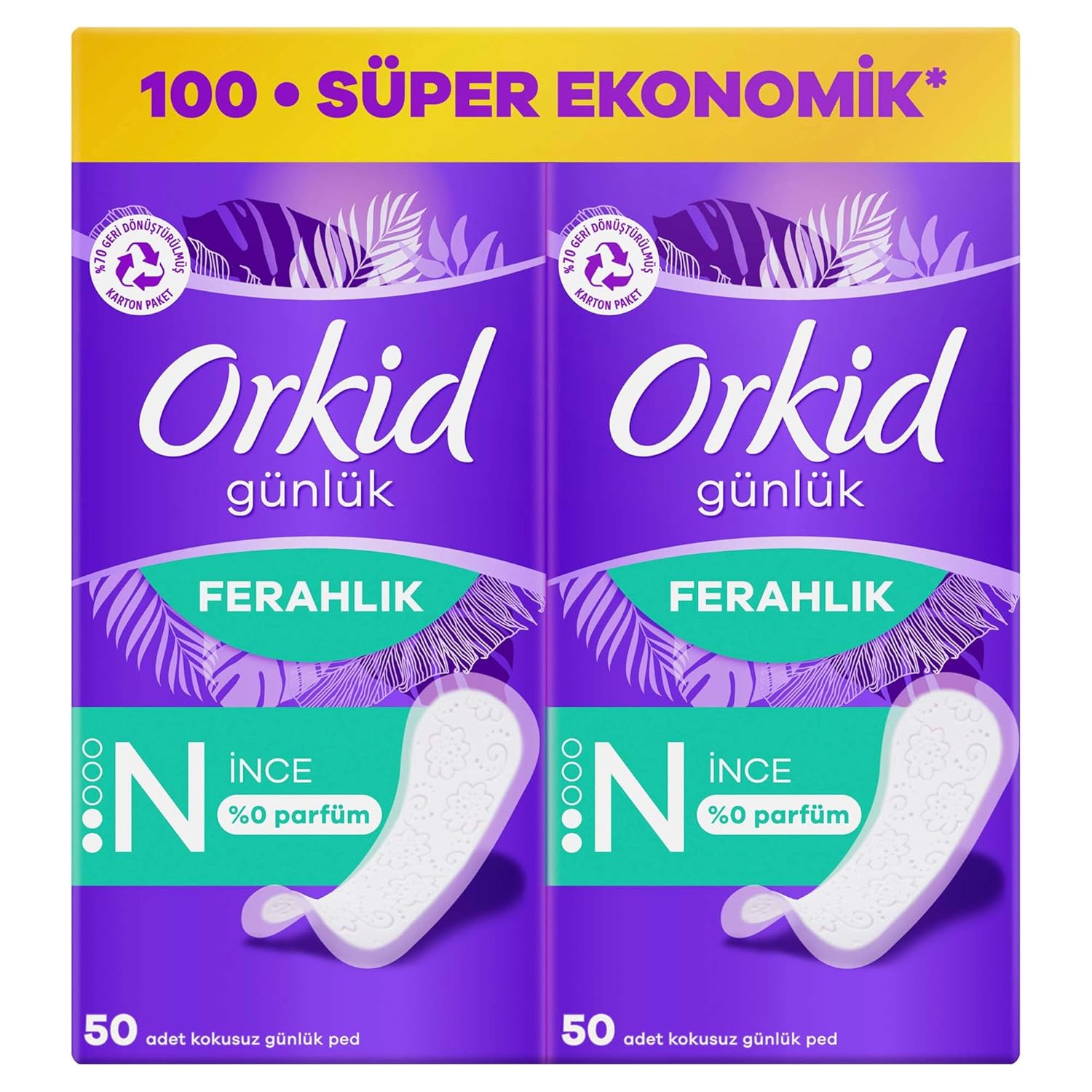 Orkid Yaprak Günlük Ped Normal Süper Ekonomik Paket 100 Adet Ped