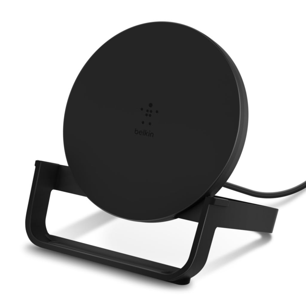 Belkin BoostCharge Kablosuz Şarj Standı, 10 W, iPhone 15, 14, 13, 12, SE, 11, XS, XR, X, Samsung Galaxy, Google uyumlu, Hızlı Şarj Cihazı, Siyah, WIB001vfBK
