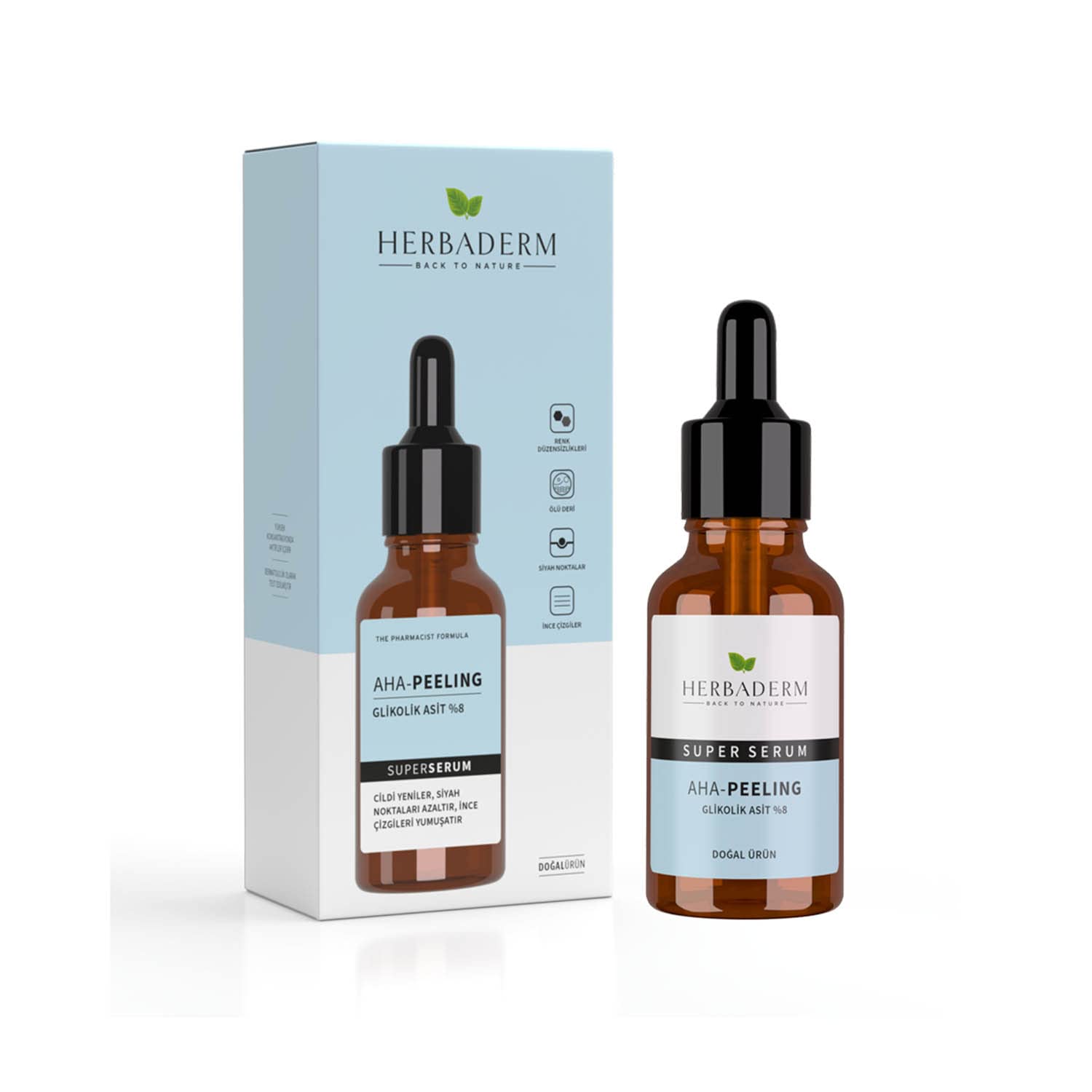 Herbaderm AHA Peeling Glolik Asit%8 Bakım Serumu 30ml