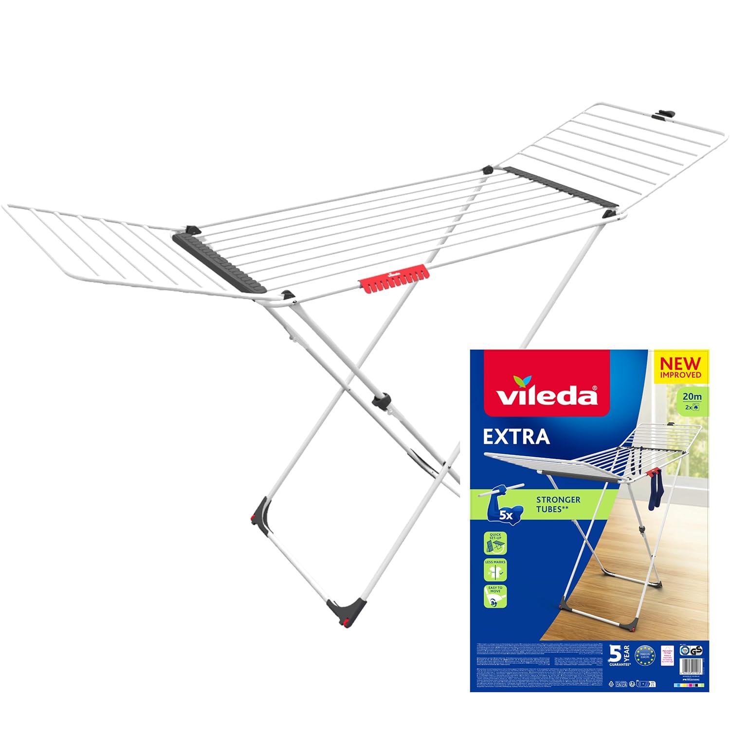 Vileda Extra 20 Metre Kurutma Alanına Sahip, Tekerli ve Kanatlı Çamaşır Kurutmalığı