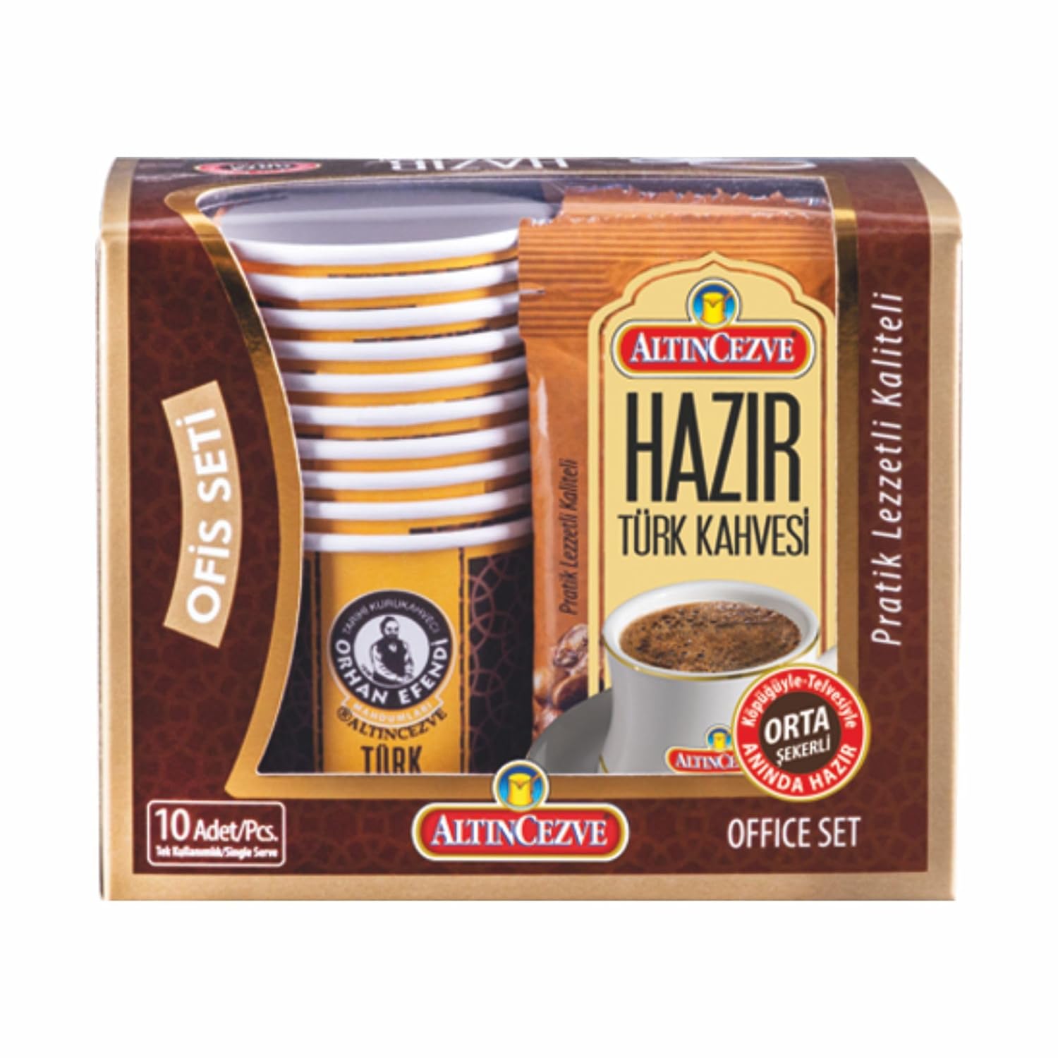 Altıncezve Ofis Seti Hazır Türk Kahvesi Orta (Orta Şekerli) 10' lu Paket (10 Adet x 9 Gr)