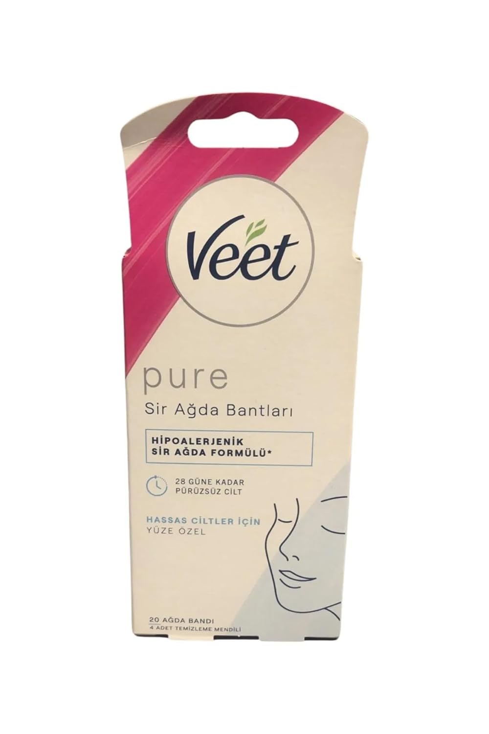 Veet Pure Hipoalerjenik Yüz için Parfümsüz Sir Ağda Bandı (1 x 20 Adet)