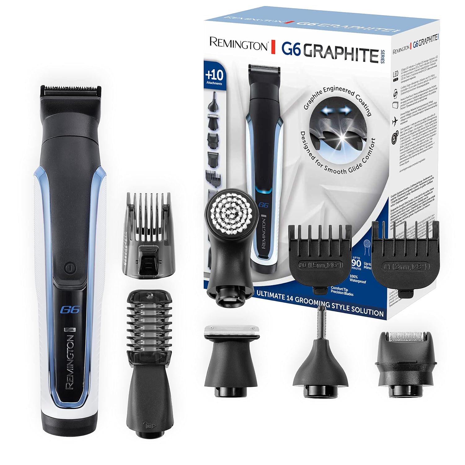 Remington G6 Bakım Kiti, Lityum Batarya, 10 Başlık / Tarak, Sakal Yumuşatma Fırçası, Erkek Sakal Düzeltici, Saç Kesme Makinesi, Vücut, Kulak Ve Burun Kılı Düzeltici PG6000