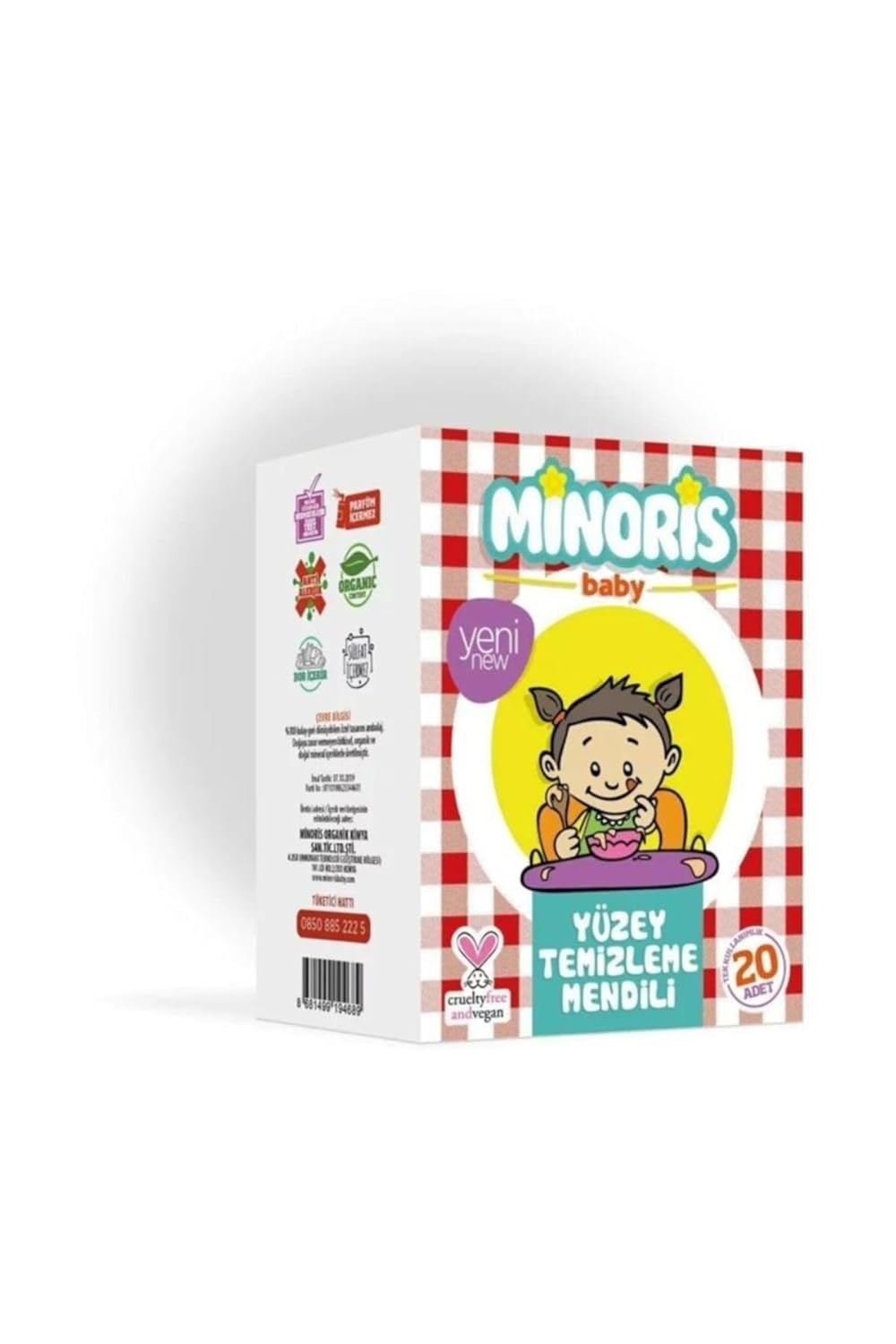 Minoris Organik Yüzey Temizleme Mendili Tek Paketli 20 Adet 8682397051012