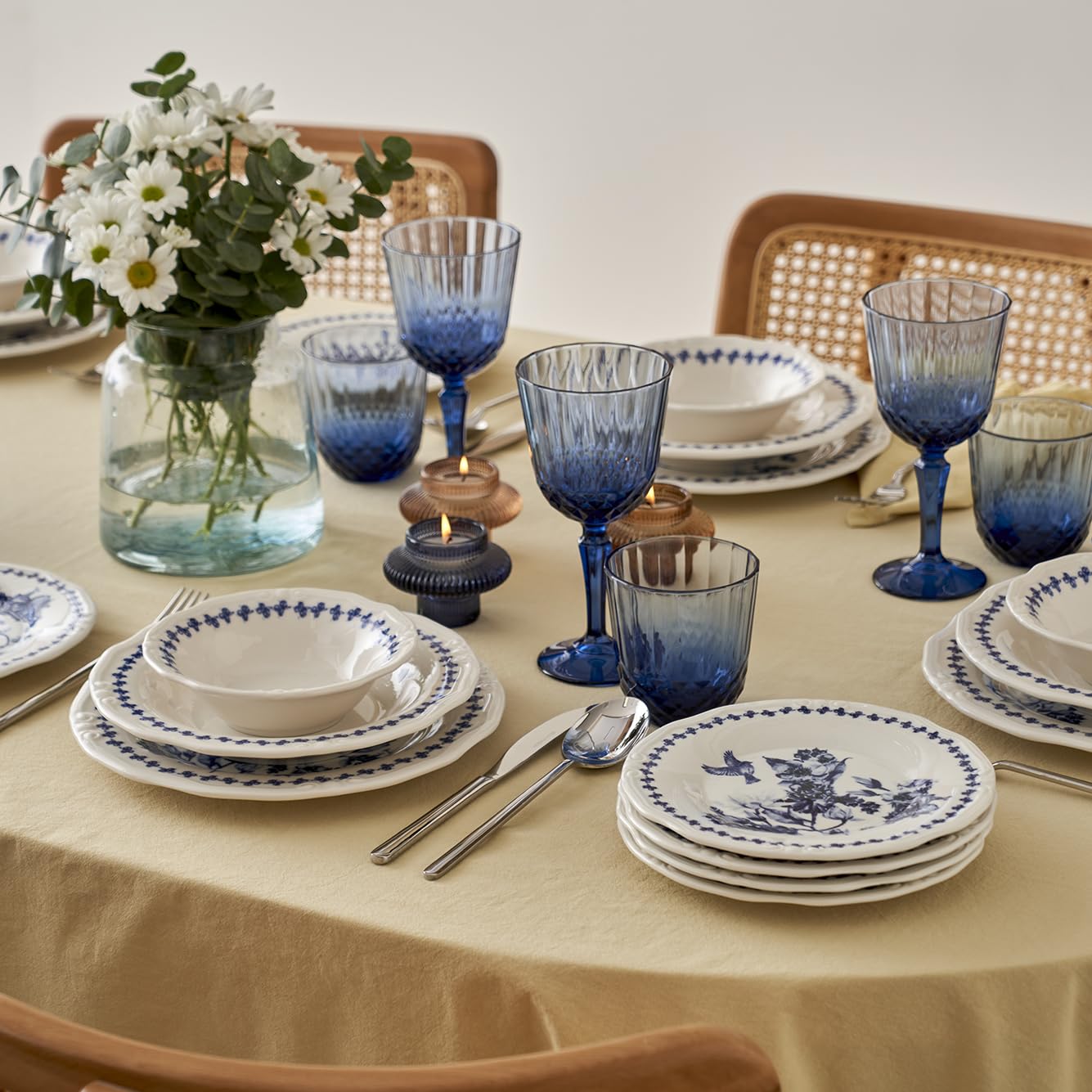 Vanessa Porselen 24 Parça 6 Kişilik Yemek Takımı Mavi