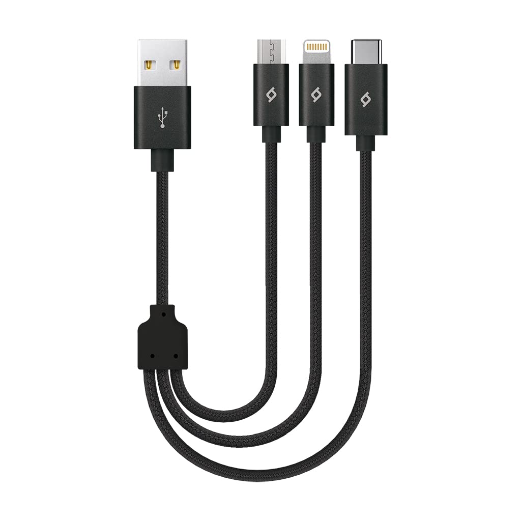ttec Alumicable Mini Trio Lightning Micro USB 30cm Şarj Kablosu, Siyah