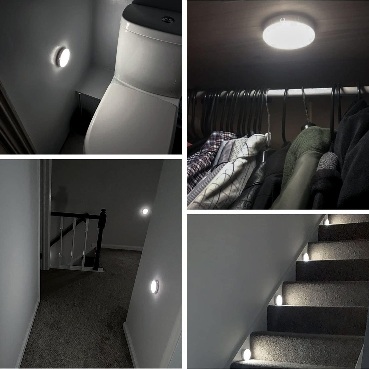 Akynite Hareket Sensörü Gece Lambası USB Şarj Edilebilir, Soğuk Beyaz ve Kısılabilir, 10 LED, Manyetik Gece Lambası, Dolap Merdivenleri Koridor Banyo için Hareket Sensörü Işığı, 3 adet