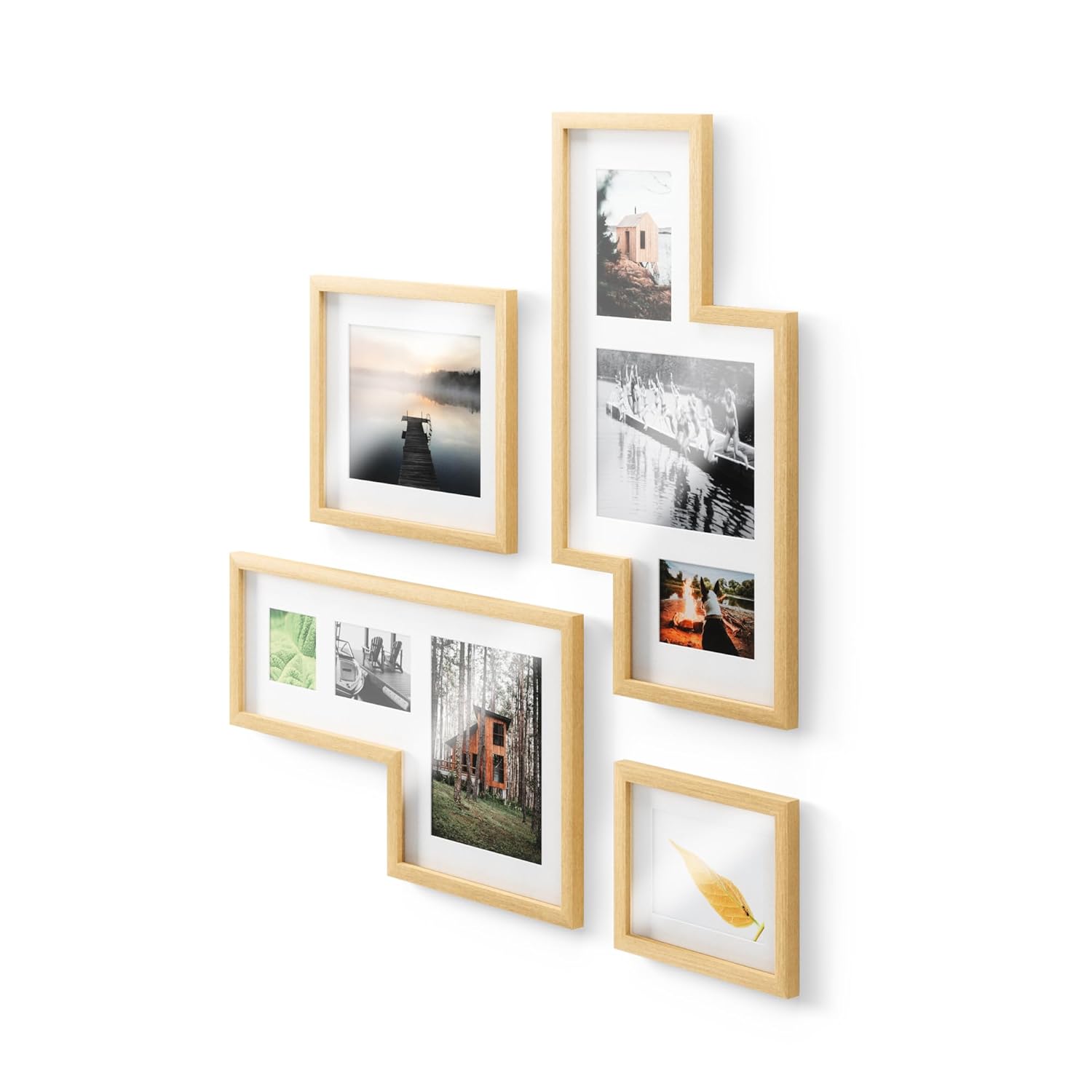 UMBRA Mingle Gallerie resim çerçevesi seti ve fotoğraf kolajı, 4 parça, polistren, doğal, tek boy