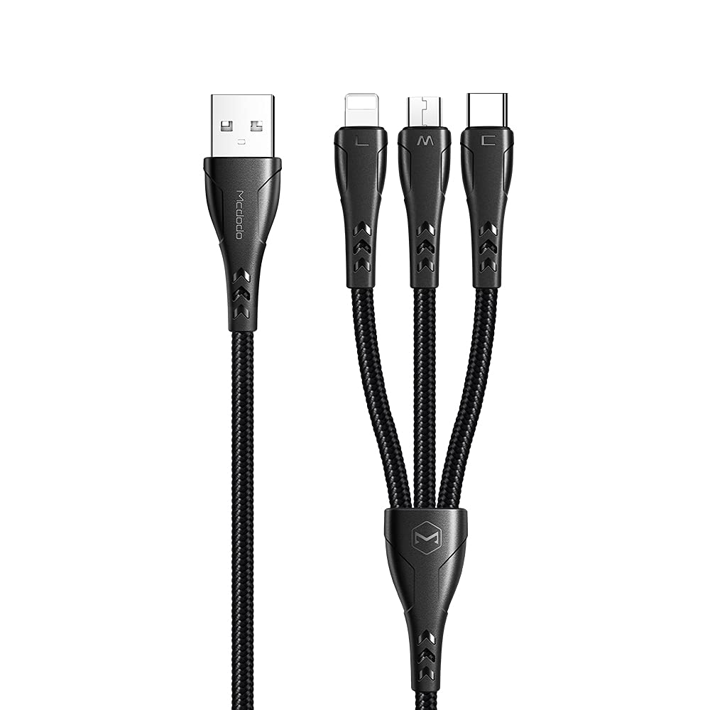 mcdodo CA-6960 3in1 Lightning-Micro-Type-C Şarj Kablosu 3A 1.2m Siyah