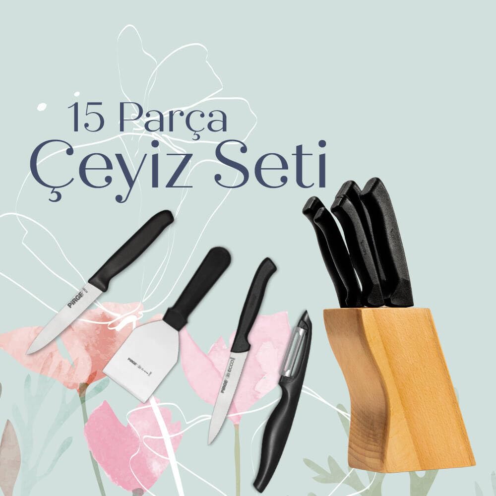 Pirge Çeyizlik Bıçak Seti – 15 Parça
