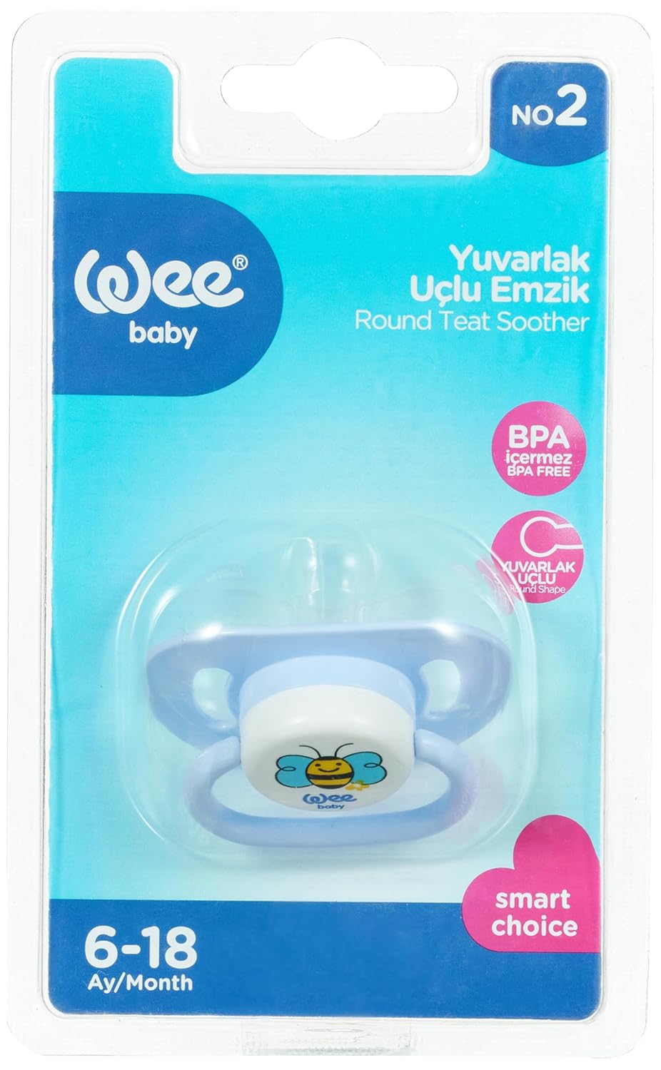 Wee Baby Oval Gövdeli Yuvarlak Uçlu Emzik No:2 - Mavi