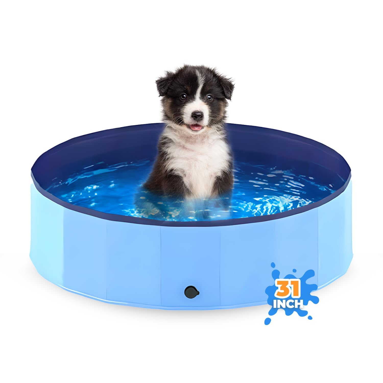 PAWISE Köpekler için Yüzme Havuzu Dış Mekan Katlanabilir Evcil Hayvan Köpek Banyo Küveti Katlanabilir Köpek Havuzları Dış Mekan için (81 cm X 8 inç)