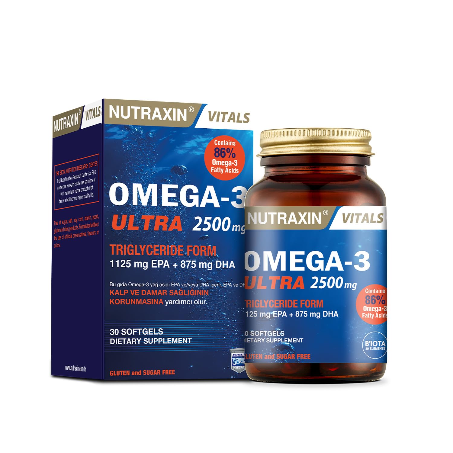 Nutraxin Vitals Ultra Omega-3 2500 mg 30 Kapsül Takviye Edici Gıda