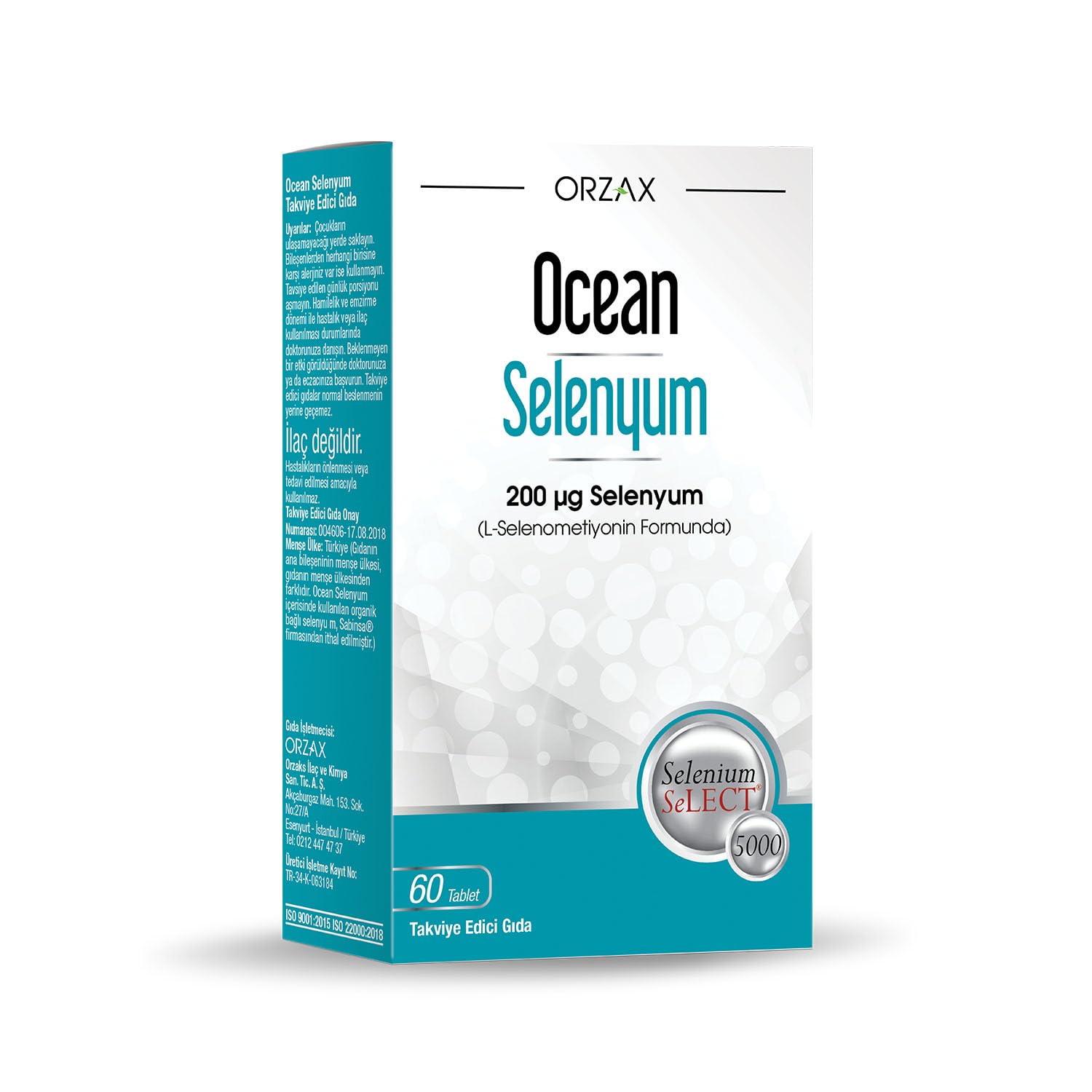 Ocean Selenyum 200 mcg L-Selenometiyonin içeren Takviye Edici Gıda (1 x 60 Tablet)