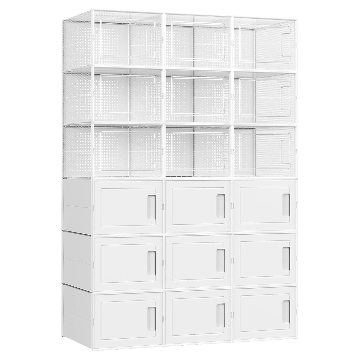 SONGMICS Ayakkabı Kutuları, 18'li Set, Plastik Kutular, Spor Ayakkabılar için, 44 Bedene Kadar Ayakkabılar için, 9 Şeffaf Kutu ve 9 Beyaz Kutu LSP009W01