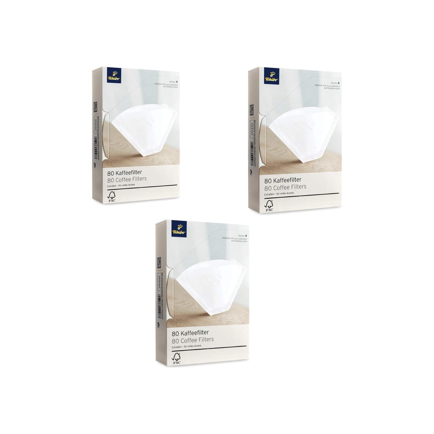 Tchibo 4 Numara (Büyük Boy) Filtre Kahve Kağıdı 3 x 80'li Beyaz