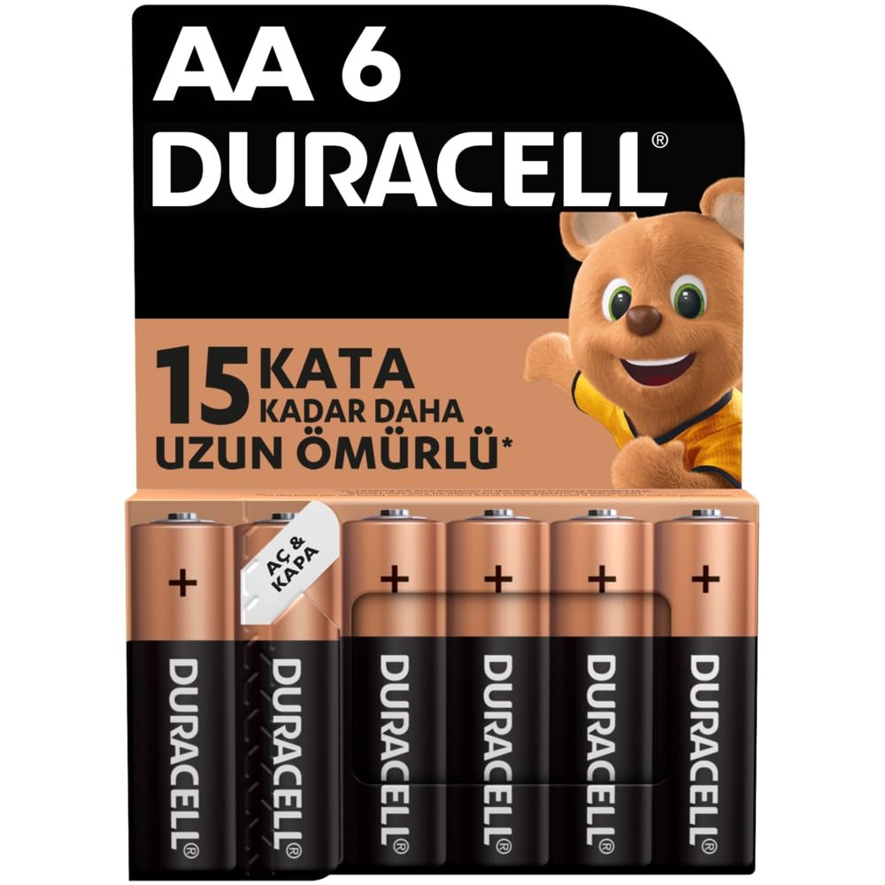 Duracell AA Alkalin Kalem Pil (6'lı paket) 1,5 V LR6/MN1500