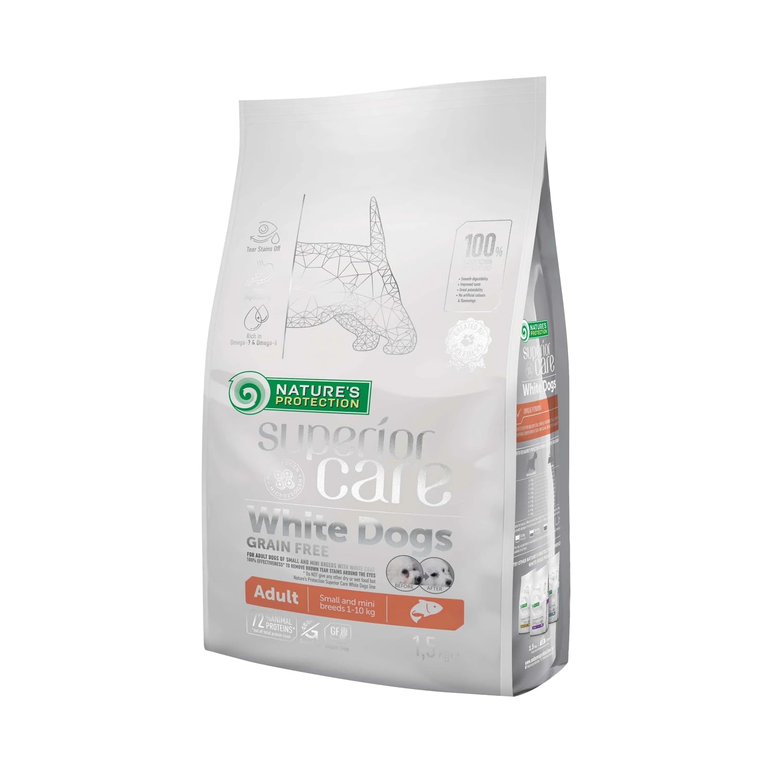 Nature's Protection Superior Care Beyaz Tüylü Köpekler İçin Tahılsız Somonlu Küçük Irk Köpek Maması 1,5 Kg