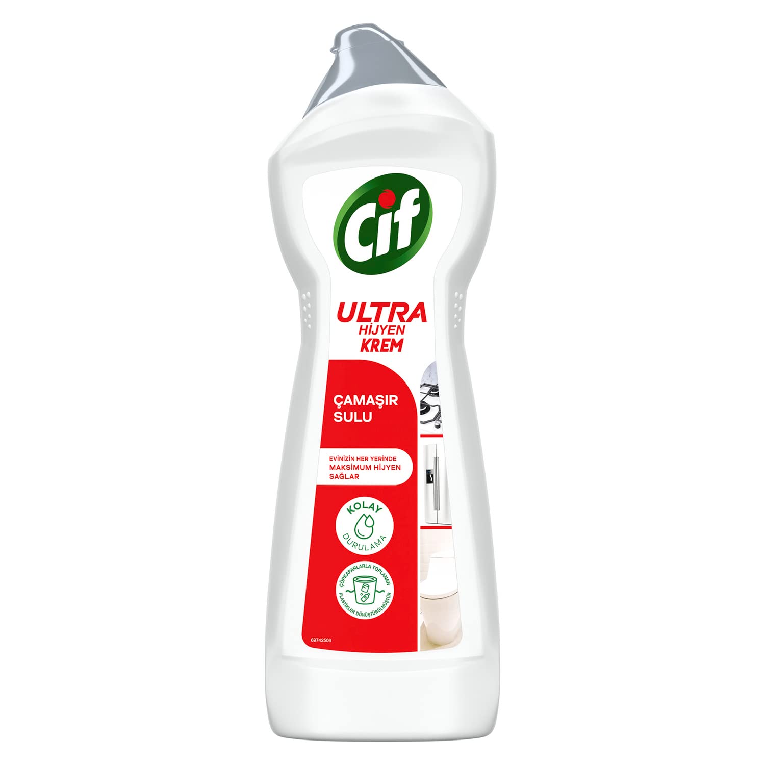 Cif Ultra Hijyen Krem Yüzey Temizleyici Çamaşır Sulu Katkılı Leke Çıkarıcı Yağ Çözücü 675 ml