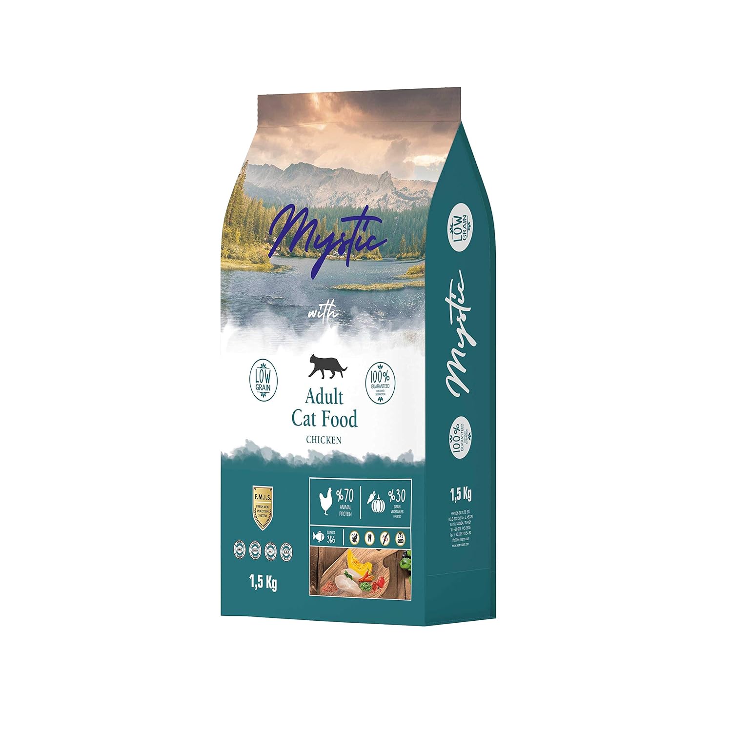 Mystic Az Tahıllı Yetişkin Kedi Maması Tavuklu 1,5 Kg