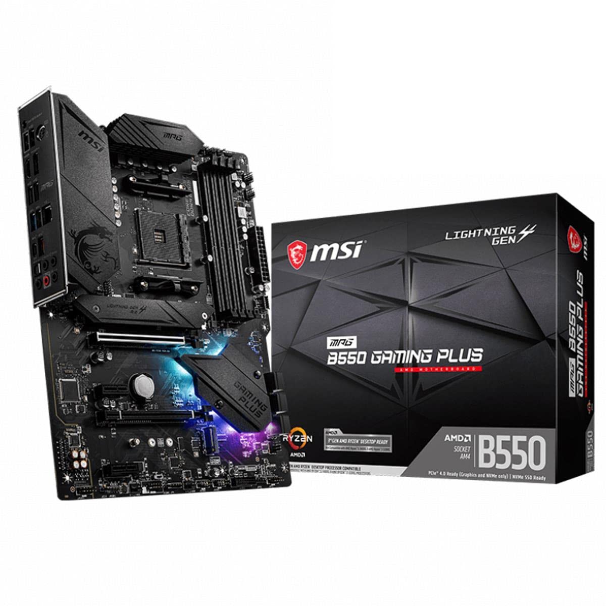 MSI Mpg B550 Gaming Plus AM4 DDR4 Bellek 4400(OC) HDMI DP M.2 USB3.2 RGB ATX, Siyah