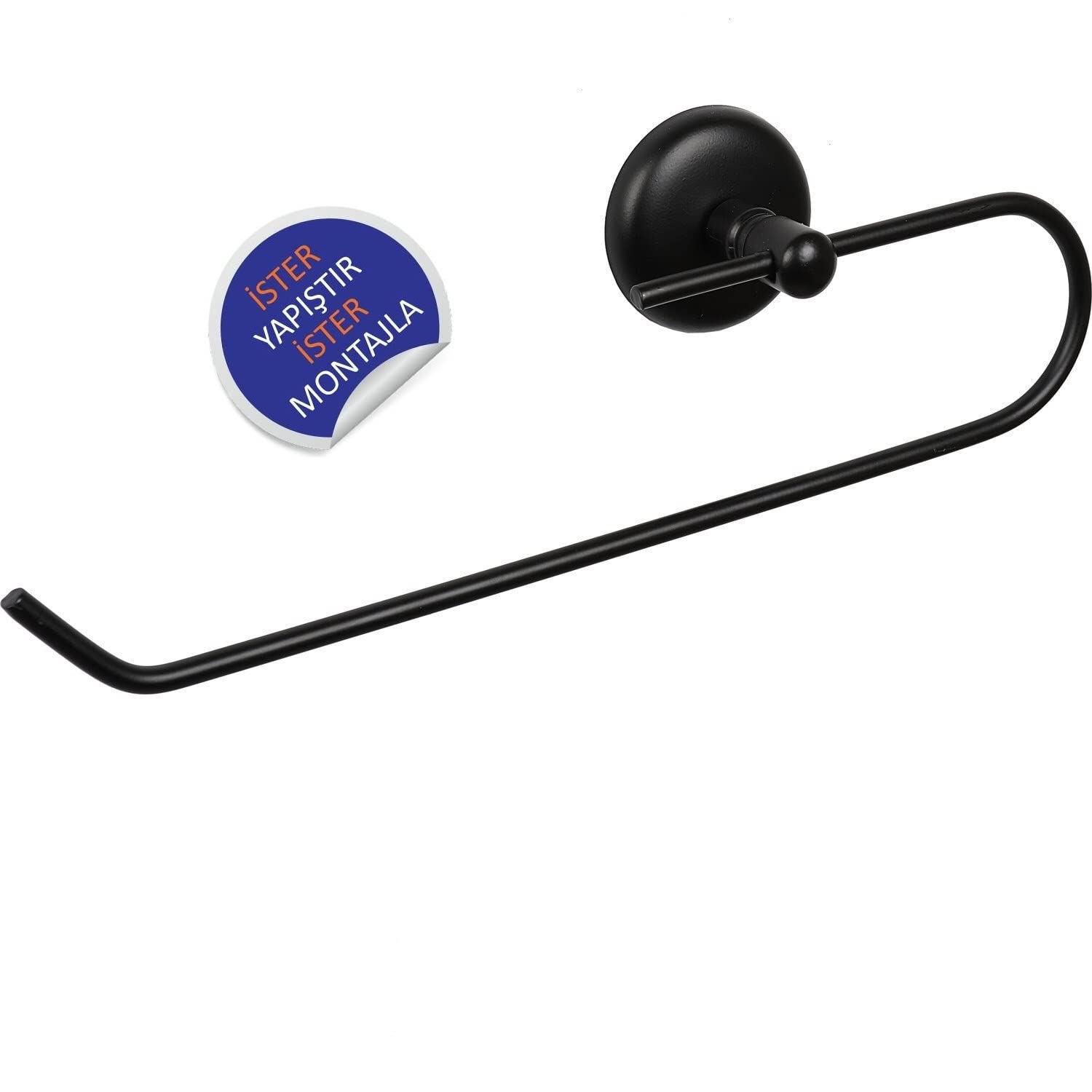 Alper Banyo Lotus Siyah Solo Havlu Kağıdı Asacağı Solo Havluluk - Delmeye Son İster Yapıştır İster Montajla