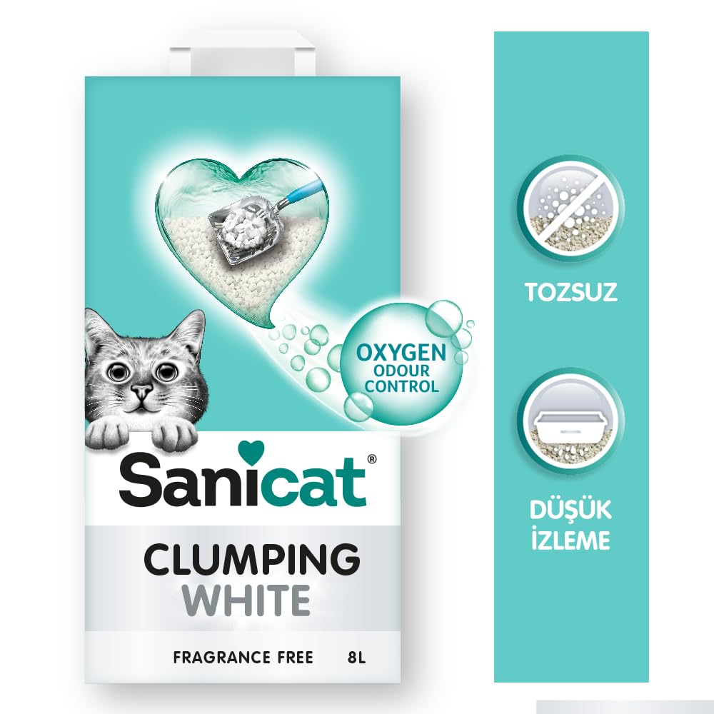 Sanicat Clumping White Topaklanan Kedi Kumu (Kokusuz) 8L