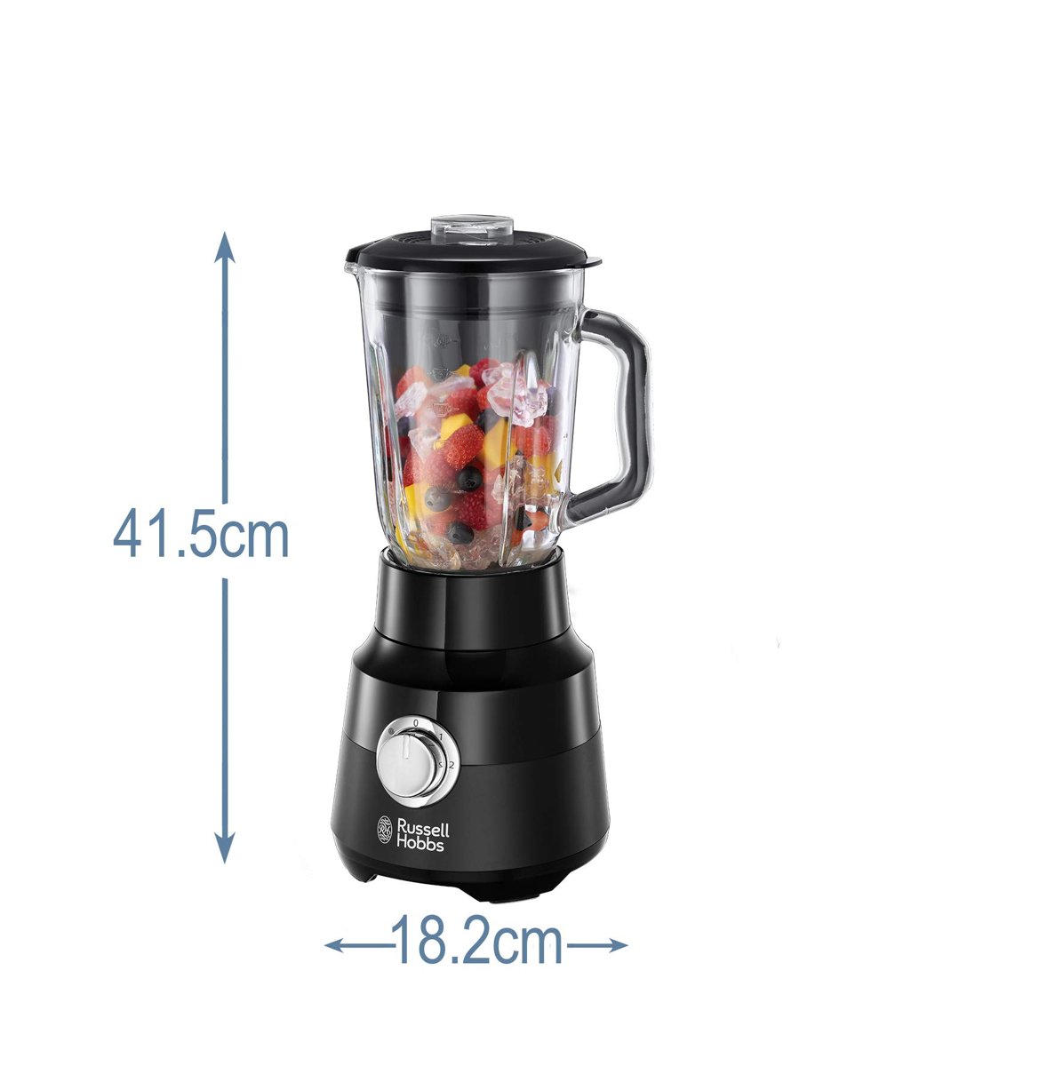Russell Hobbs 24722-56 blender [1,5 l cam kap] mat siyah (güçlü 0.9PS motor, darbe/buz kırma fonksiyonu, paslanmaz çelik bıçak, BPA içermeyen mikser, elektrikli parçalayıcı, Smoothie makinesi)