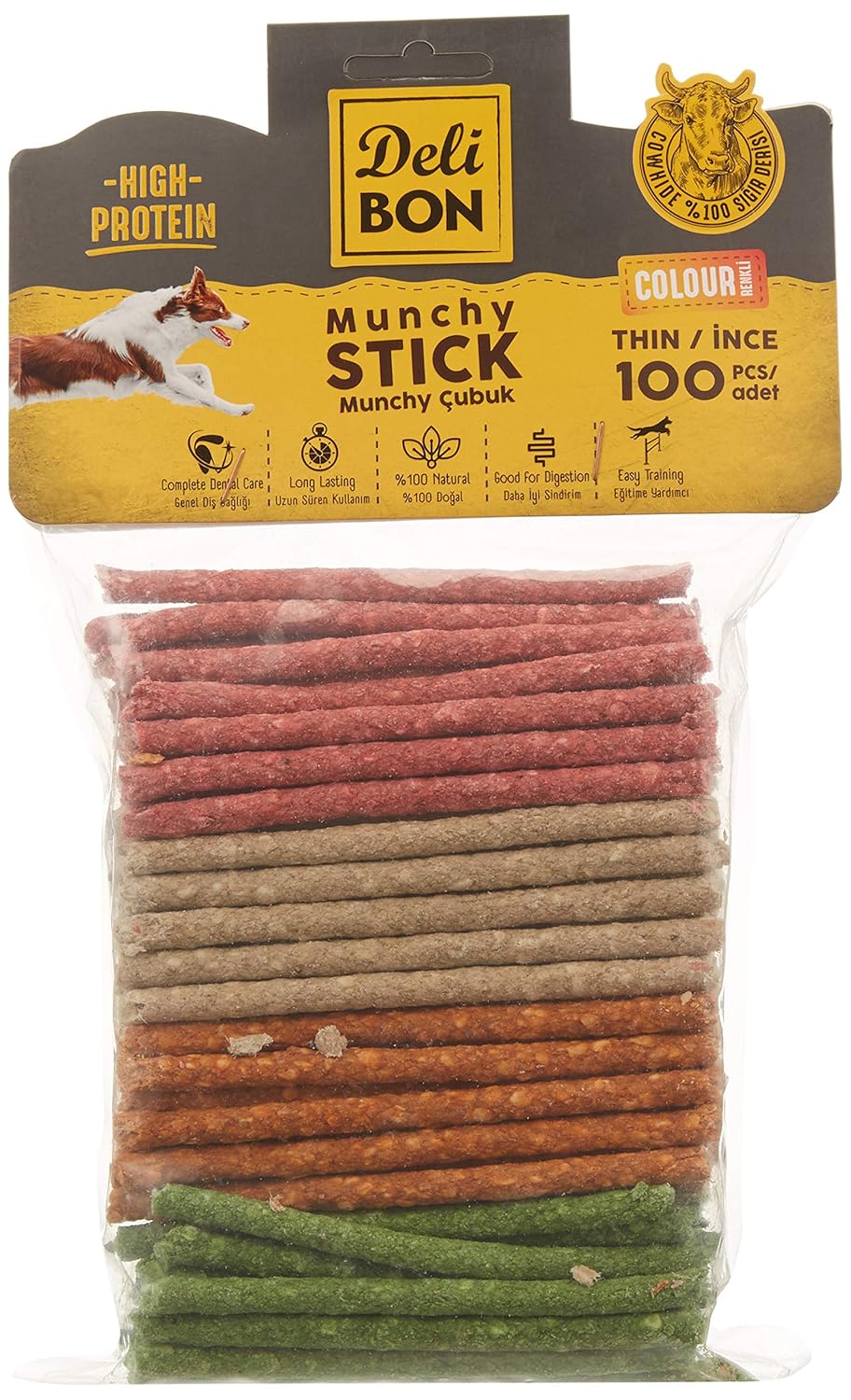 Delibon Deriden Munchy Çubuk Karışık Renk, Thınx100Pcs, Çok Renkli