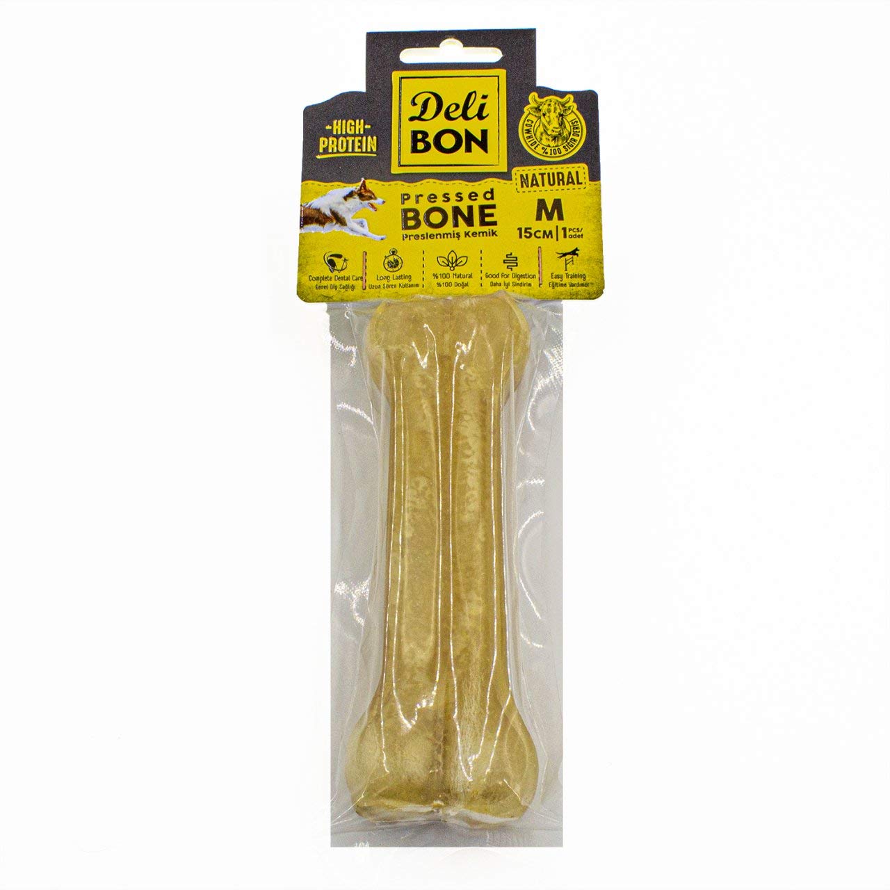 Doggie Delibon Gerçek Deriden Pres Kemik, 15 Cmx1Pcs., Natural