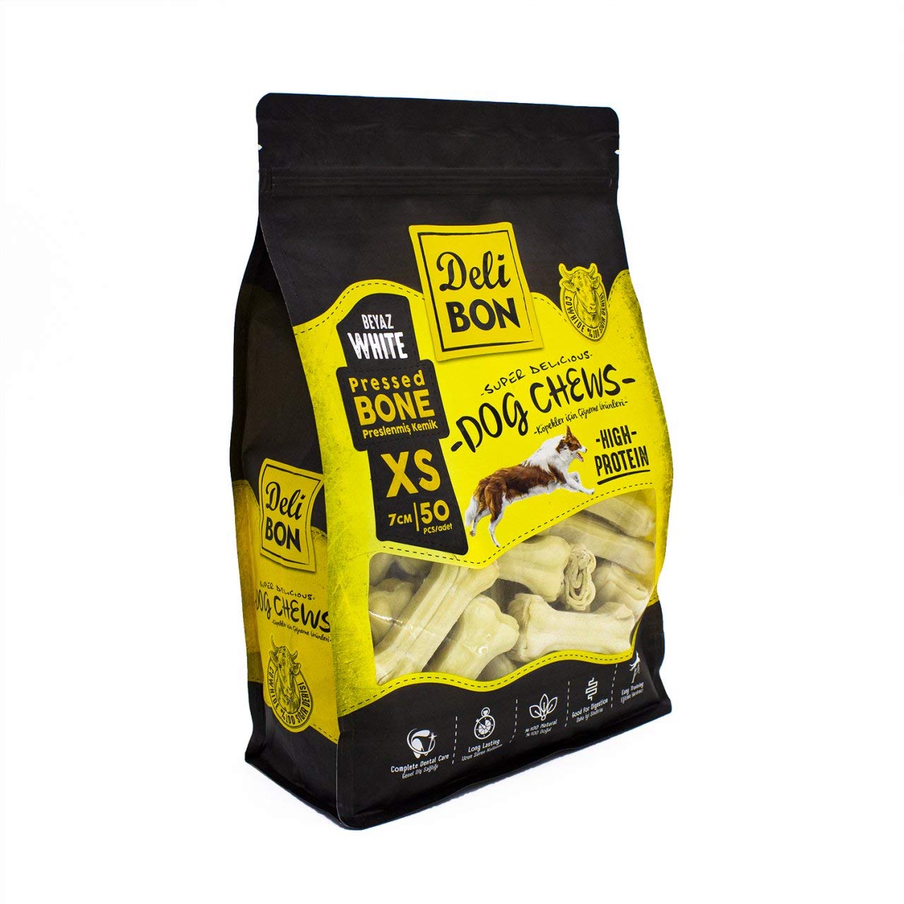 Doggie Delibon Deri Pres Kemik, Beyaz, 7Cm x 50Adet