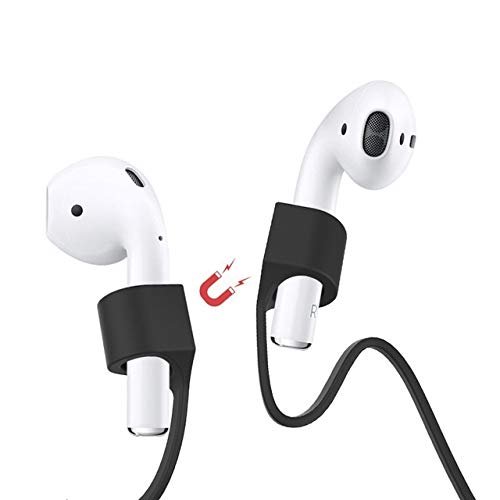 AirPods ve Kablosuz Kulaklıklarla Uyumlu Manyetik Kayış [Ekstralength 70 cm] Silikon Spor ve Dış Mekan Aktiviteleri için Mükemmel (Siyah)