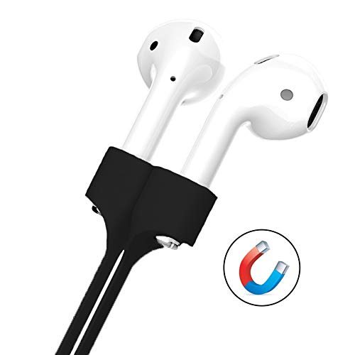 AirPods ve Kablosuz Kulaklıklarla Uyumlu Manyetik Kayış [Ekstralength 70 cm] Silikon Spor ve Dış Mekan Aktiviteleri için Mükemmel (Siyah)