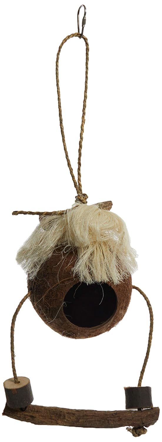 Beeztees Eastland 703625 Hindistan Cevizi Şeklinde, İpli, Ahşap Kuş Oyuncağı