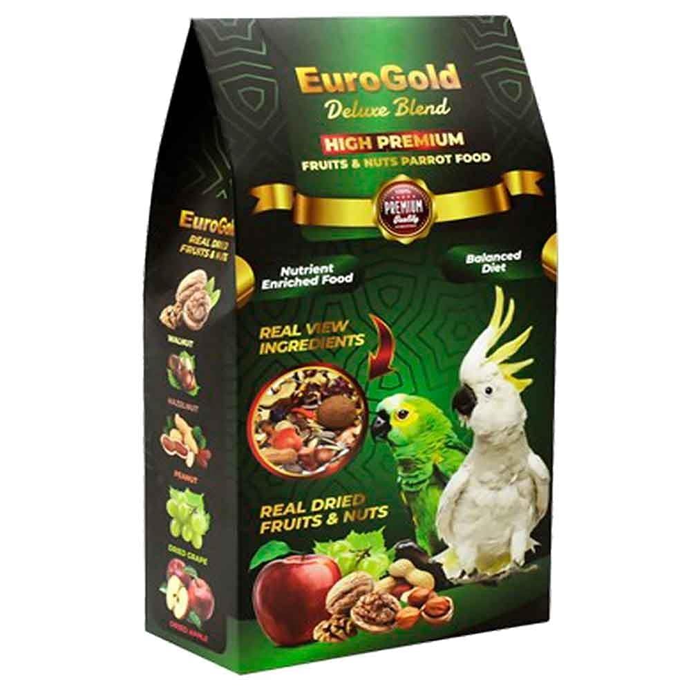 EuroGold Deluxe Blend Fruits&Nuts Meyveli ve Kuruyemişli Papağan Yemi, 650 Gr