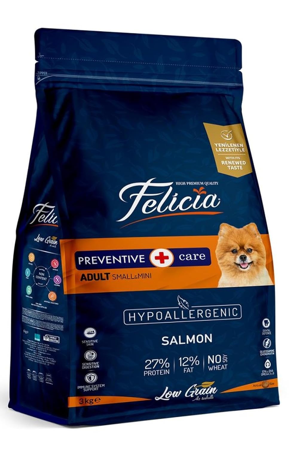 Felicia Az Tahıllı 3 Kg Yetişkin Somonlu Small/Mini HypoAllergenic Köpek Maması