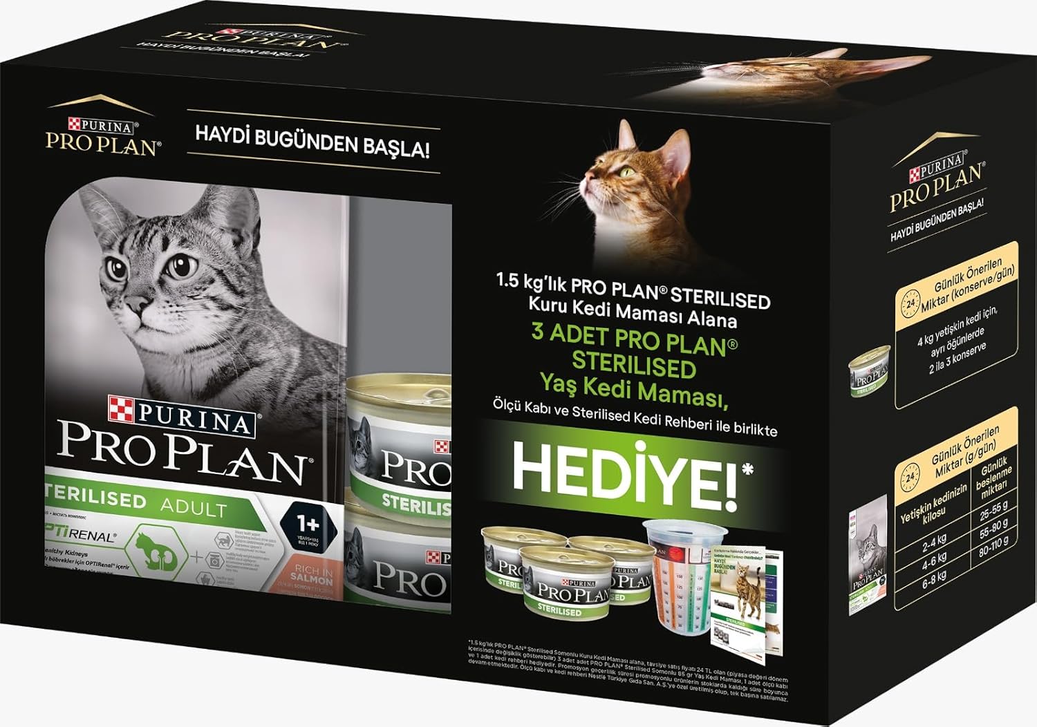 Pro Plan Sterilised Somonlu Kuru Kedi Maması 1.5 kg +3 Pouch Hediye